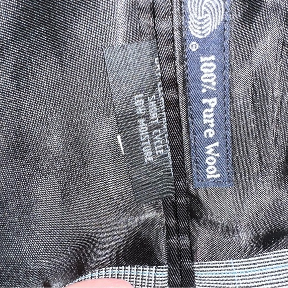 Burberrys Blazer mens large two button coat grey blue micro plaid 100% wool - Picture 11 of 11